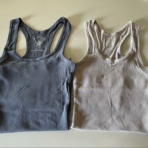 Derek Heart- 2 Tank Tops- Beige & Blue- SIZES S